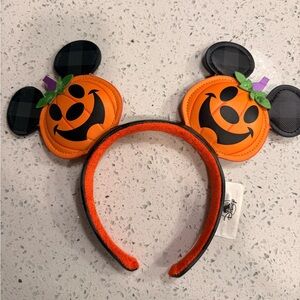Disney Pumpkin Mickey Ears Headband - Orange and Black